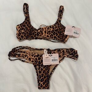 Agent Provocateur Dakotta Swim Bra / Bikini Top and Bikini Bottom - Leopard NWT
